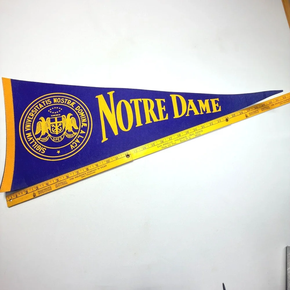 Notre Dame Pennant Felt Banner Blue Gold Fighting Irish College Decor